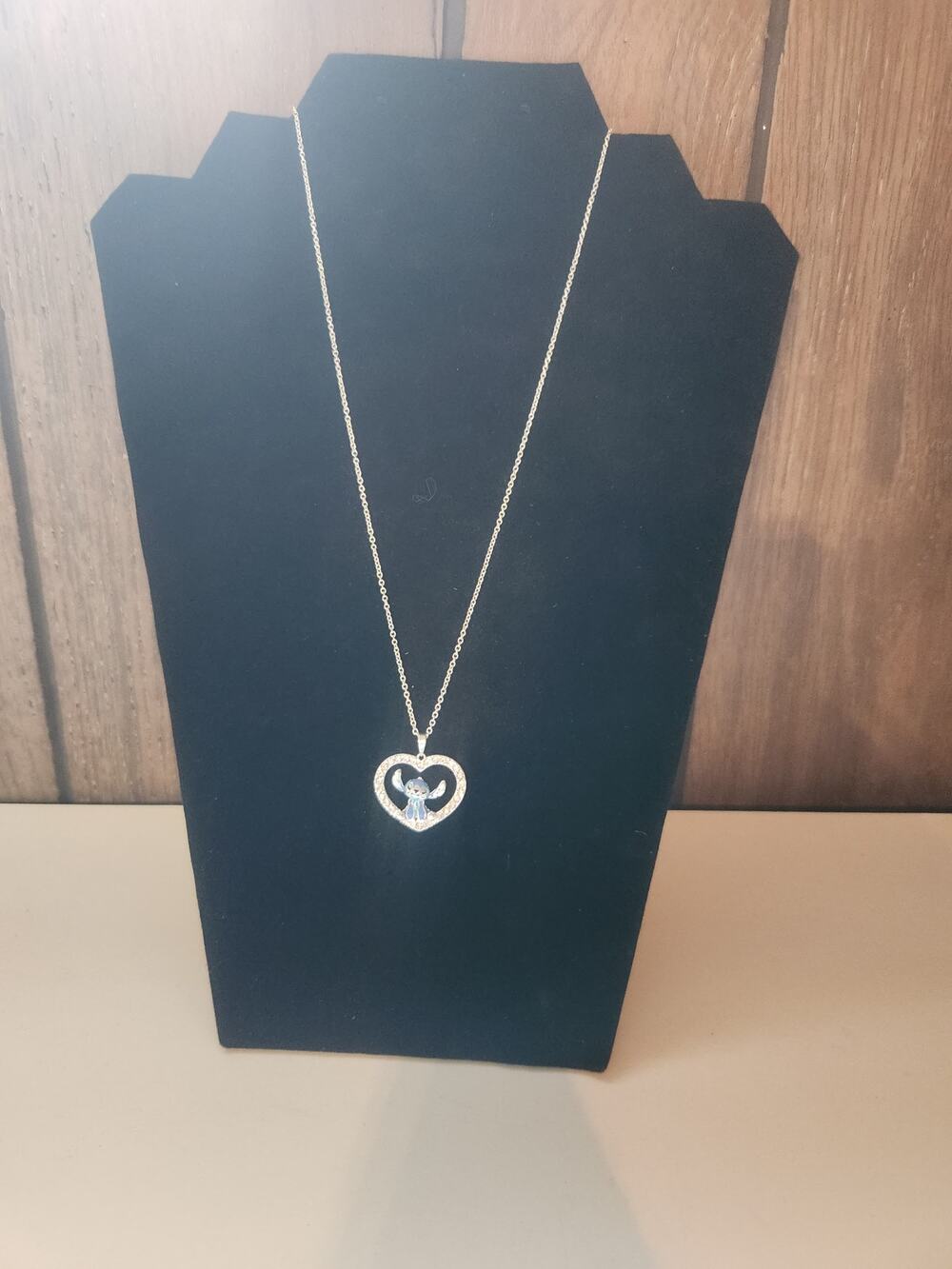 Disney Stitch Womens Crystal Heart Pendant Necklace Chain Jacmel Box